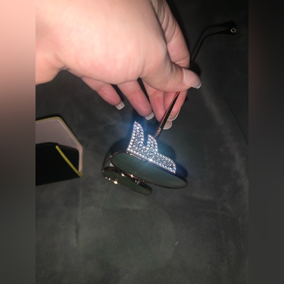 Fendi rose gold oversized freedom sunglasses Swarovski crystals 450$ casual fall - Picture 5 of 9